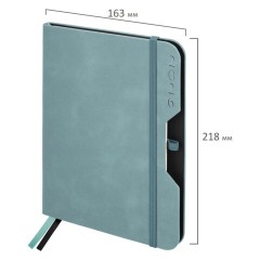 Ежедневник датированный 2026, А5, 151х213 мм, BRAUBERG "Note", под кожу, держатель для ручки, серо-голубой, 117520 - фото 2