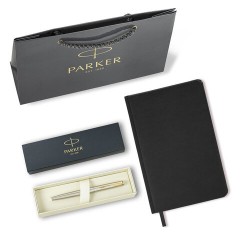 Ручка перьевая PARKER "Jotter Core Stainless Steel GT", ежедневник А5 черный, пакет, 880902 - фото 6