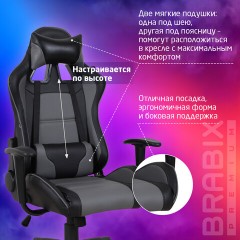 Кресло компьютерное BRABIX "GT Racer GM-100", две подушки, экокожа, черное/серое, 531926 - фото 21