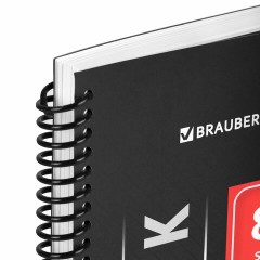 Тетрадь обложка пластик, А4, 80 л., спираль пластик, клетка, BRAUBERG "Metropolis", черный, 404742 - фото 6