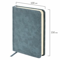 Ежедневник недатированный МАЛЫЙ 100х150 мм А6 BRAUBERG "Status", под кожу, 160 л., серо-голубой, 113369 Ежедневник недатированный МАЛЫЙ 100х150 мм А6 BRAUBERG "Status", под кожу, 160 л., серо-голубой, 113369 - фото 2
