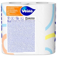 Бумага туалетная бытовая, спайка 4 шт., 2-слойная (4х15 м), VEIRO Classic (Вейро), белая, 5с24 - фото 4