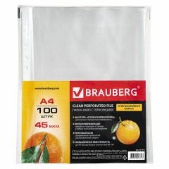 Папки-файлы перфорированные А4 BRAUBERG "PREMIUM", КОМПЛЕКТ 100 шт., матовые, 45 мкм, 221713 Папки-файлы перфорированные А4 BRAUBERG "PREMIUM", КОМПЛЕКТ 100 шт., матовые, 45 мкм, 221713 - фото 3