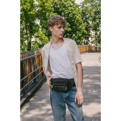 Сумка на пояс HEIKKI PROMPT (ХЕЙКИ), 2 отделения, регулируемый ремень, карман-антивор, черная, 37х14х5 см, 273928 - фото 8