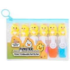 Набор текстовыделителей с топперами 6 ЦВЕТОВ НЕОН, "НЕЖНЫЕ ЦЫПЛЯТА", линия 1-4 мм, FUNSTER (ФАНСТЕР), 152648 - фото 2