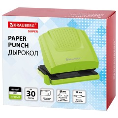 Дырокол BRAUBERG "SUPER", до 30 листов, зелено-черный, 272746 Дырокол BRAUBERG "SUPER", до 30 листов, зелено-черный, 272746 - фото 2