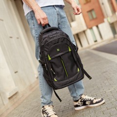Рюкзак BRAUBERG TITANIUM универсальный, 3 отделения, черный, салатовые вставки, 45х28х18 см, 270766 - фото 9