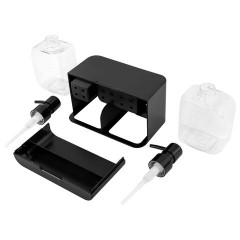 Дозатор DOUBLE для мыла/геля и моющего средства/шампуня, 2х350 мл, органайзер для губок и щеток, ЧЕРНЫЙ, 10х18х17 см, LAIMA HOME, 700045 - фото 9