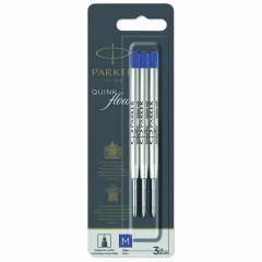 Стержень шариковый PARKER "Quinkflow", КОМПЛЕКТ 3 шт., металлический, 98 мм, узел 1 мм, блистер, синий, 2119152 - фото 2