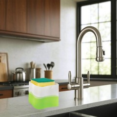 Диспенсер/дозатор для моющего средства, органайзер + губка, БЕЛЫЙ, 7х14х11 см, ЛЮБАША, 700039 - фото 5