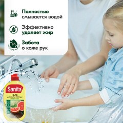 Гель для мытья посуды 450 г, SANITA "Грейпфрут и мята", 27857 Гель для мытья посуды 450 г, SANITA "Грейпфрут и мята", 27857 - фото 3