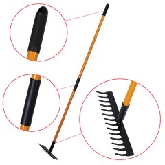 Грабли 14 зубьев стальные 35х10 см, ОБЩАЯ ДЛИНА 150 см, черенок стекловолокно, RABBITEX (РАББИТЕКС) "FIBERGLASS", 700494 - фото 5