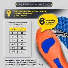 Стельки для обуви с супинатором АНАТОМИЧЕСКИЕ, материал EVA PRO, размер RU 34-39 / EU 35-40, с линиями выреза, SHEGRA (ШЕГРА), 700772 - фото 17