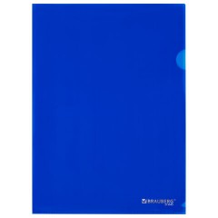 Папка-уголок прозрачная А4 BRAUBERG UNIVERSAL, синяя, 0,10 мм, со штрихкодом, 273045 - фото 2