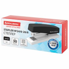 Степлер №24/6, 26/6 BRAUBERG "STYLE MAX", до 30 листов, черный, 272749 - фото 2