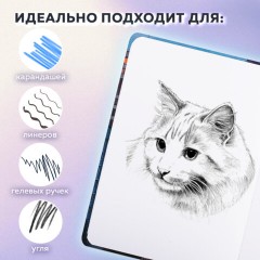 Скетчбук, белая бумага 80 г/м2, 145х203 мм, 80 л., резинка, твердый, BRAUBERG ART, "Многоэтажки", 116895 - фото 5
