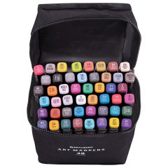 Маркеры для скетчинга двусторонние, НАБОР 48 шт., текстильный чехол, BRAUBERG, 152231 - фото 3