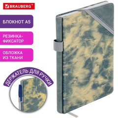 Блокнот А5 135x210 мм BRAUBERG "Denim", ткань/экокожа, резинка, держатель, 80 л., клетка, синий, 117139 - фото 10