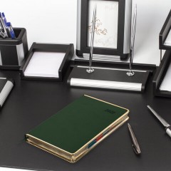 Ежедневник датированный 2026 А5 148х218 мм, GALANT "Infinity Gold", под кожу, темно-зеленый, 117504 - фото 5