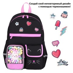 Рюкзак BRAUBERG PASTEL с термонашивками в комплекте, "Black kitty", черный, 40х29х14 см, 273128 Рюкзак BRAUBERG PASTEL с термонашивками в комплекте, "Black kitty", черный, 40х29х14 см, 273128 - фото 11