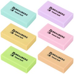 Ластики BRAUBERG PASTEL SOFT НАБОР 6 шт., размер ластика 45х25х10 мм, экологичный ПВХ, 271340 Ластики BRAUBERG PASTEL SOFT НАБОР 6 шт., размер ластика 45х25х10 мм, экологичный ПВХ, 271340 - фото 2