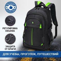 Рюкзак BRAUBERG TITANIUM универсальный, 3 отделения, черный, салатовые вставки, 45х28х18 см, 270766 Рюкзак BRAUBERG TITANIUM универсальный, 3 отделения, черный, салатовые вставки, 45х28х18 см, 270766 - фото 8