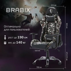 Кресло компьютерное BRABIX "Military GM-140", две подушки, экокожа, черное с рисунком милитари, 532802 Кресло компьютерное BRABIX "Military GM-140", две подушки, экокожа, черное с рисунком милитари, 532802 - фото 23