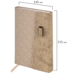 Ежедневник недатированный А5 145х215 мм, BRAUBERG "Stitch", под кожу, магнит, 160 л., бежевый, 116590 Ежедневник недатированный А5 145х215 мм, BRAUBERG "Stitch", под кожу, магнит, 160 л., бежевый, 116590 - фото 2