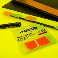 Закладки клейкие Z-сложения, неоновые желтые, BRAUBERG ZigZag, 45х25 мм, 50 шт., в диспенсере, 116677 - фото 4