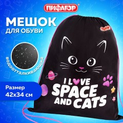 Мешок для обуви ПИФАГОР, 1 отделение, 42х34 см, "Dark kitten", 273419 Мешок для обуви ПИФАГОР, 1 отделение, 42х34 см, "Dark kitten", 273419 - фото 7