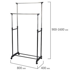 Вешалка для плечиков двухъярусная BOOMHOUSE (БУМХАУС) GR-003 (900-1600x800x400 мм), пластик/металл, черный/хром, 701438 - фото 2