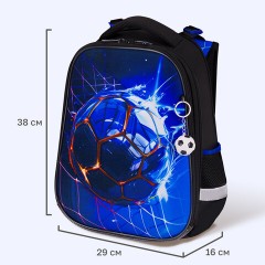 Ранец BRAUBERG PREMIUM, 2 отделения, с брелоком, "Забей гол!", объемный дизайн, 38х29х16 см, 273102 - фото 11
