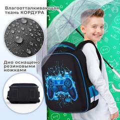 Ранец BRAUBERG KIDS START, 1 отделение, 2 кармана, Digital gamepad, 3D-панель, 35х26х13 см, 273152 - фото 14