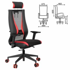 Кресло компьютерное МЕТТА "ErgoLife" 10 B2-170D, 2D-подголовник, экокожа/сетка, черное/красное Кресло компьютерное МЕТТА "ErgoLife" 10 B2-170D, 2D-подголовник, экокожа/сетка, черное/красное - фото 3