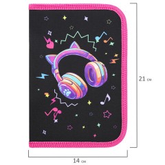 Пенал BRAUBERG с наполнением, 1 отделение, 1 откидная планка, 24 предмета, 21х14 см, "Headphones", 273531 - фото 7