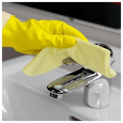Перчатки VILEDA PROFESSIONAL многоцелевые латексные, МНОГОРАЗОВЫЕ, х/б напыление, ПРОЧНЫЕ, S (малый), желтый, 174369 - фото 2