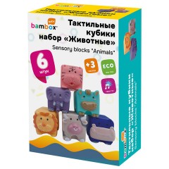 Тактильные кубики "Животные", сенсорные игрушки развивающие, ЭКО, 6 штук, BAMBOX BABY (БАМБОКС БЭБИ), 665904 - фото 3