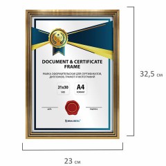 Рамка 21х30 см небьющаяся, багет 15 мм, пластик, BRAUBERG "Respect", бронзовая, 391270 - фото 7