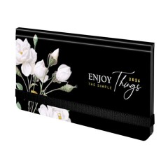 Еженедельник датированный 2026 с резинкой 171х93 мм, BRAUBERG, твердый, УФ-ЛАК, 64 л., "Розы", 117353