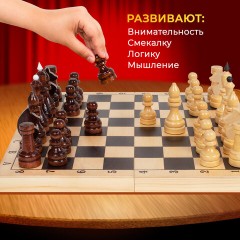 Шахматы турнирные, деревянные, лакированные, глянцевые, доска 40*40 см, ЗОЛОТАЯ СКАЗКА, 665363 - фото 20