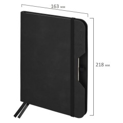 Ежедневник датированный 2026, А5, 151х213 мм, BRAUBERG "Note", под кожу, держатель для ручки, черный, 117516 - фото 2