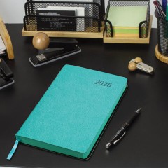 Ежедневник датированный 2026 А5 138x213 мм, BRAUBERG "Stylish", под кожу, гибкий, бирюзовый, 117098 - фото 5