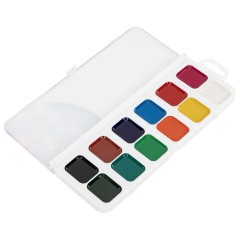 Краски акварельные BRAUBERG KIDS NEW, медовые, 12 цветов, квадратные кюветы, пластиковый пенал с европодвесом, 192796 - фото 3
