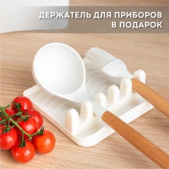 Набор силиконовых кухонных принадлежностей с деревянными ручками 13 в 1, молочный, DASWERK, 608196 Набор силиконовых кухонных принадлежностей с деревянными ручками 13 в 1, молочный, DASWERK, 608196 - фото 5