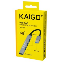 Хаб-разветвлитель KG-088, USB-A 3.2, высокоскоростной, 4 в 1, 1 х USB-A 3.2, 3 x USB-A 2.0, 60 мм, серый, KAIGO (КАЙГО), 355062 - фото 2