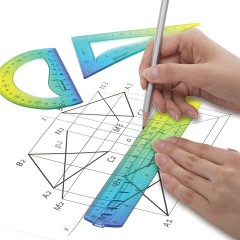 Набор чертежный гибкий BRAUBERG GRADE (линейка 20 см, треугольник, транспортир), зелено-синий градиент, 210910 - фото 3