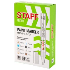 Маркер-краска лаковый (paint marker) 2-4 мм, БЕЛЫЙ, НИТРО-ОСНОВА, STAFF PROFIT, для любых поверхностей, 152577 - фото 15