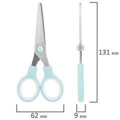 Ножницы BRAUBERG KIDS 130 мм, ручки мятные, закругленные лезвия с линейкой, 274062 - фото 7