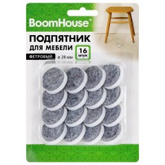 Подпятник фетровый для мебели 28 мм, КОМПЛЕКТ 16 шт., BOOMHOUSE (БУМХАУС), 701835