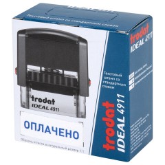 Штамп стандартный "ОПЛАЧЕНО", оттиск 38х14 мм, синий, TRODAT IDEAL 4911 DB-1.2, 161487/214130 - фото 3